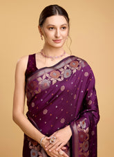 Saree of Silk in Purple Colour